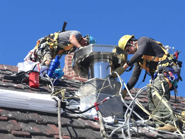 Protective chimney cap installed by Sharon Chimney Sweep in Sharon, MA