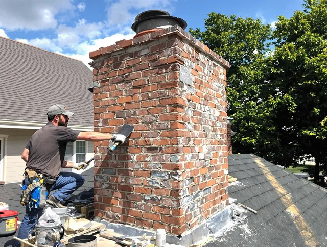 Completed chimney rebuild by Sharon Chimney Sweep in Sharon, MA