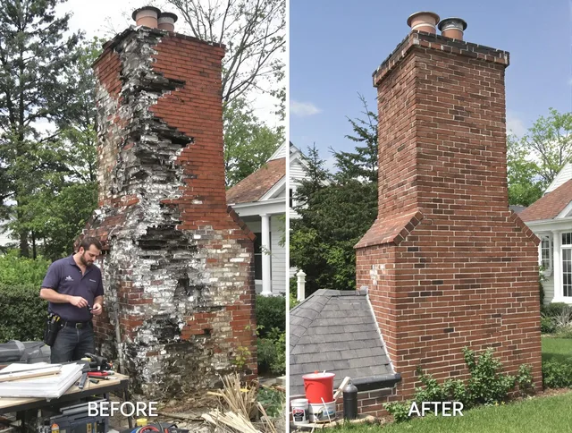 Sharon Chimney Sweep performing a full chimney restoration in Sharon, MA