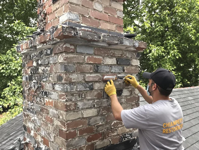 In-progress chimney restoration by Sharon Chimney Sweep in Sharon, MA