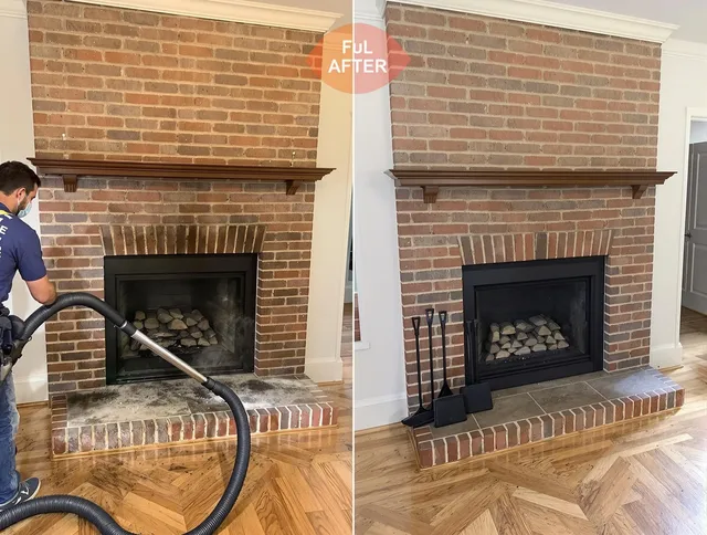 Sharon Chimney Sweep carefully sanitizing a fireplace in Sharon, MA