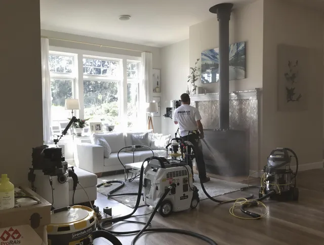 Soot removal service by Sharon Chimney Sweep for a fireplace in Sharon, MA